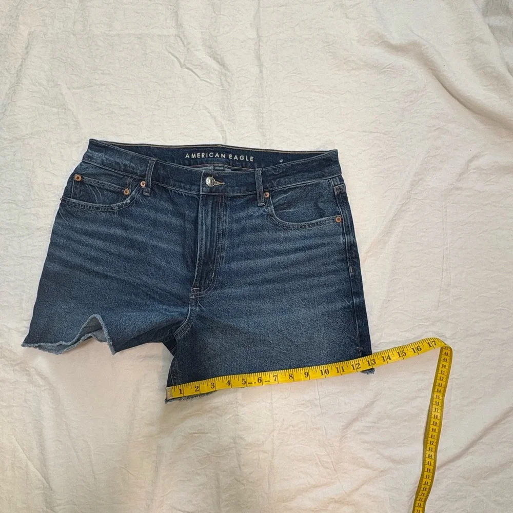 American Eagle Strigid Relaxed Denim Shorts Size 12/31 High Rise Frayed Hem J2Y - Picture 4 of 9